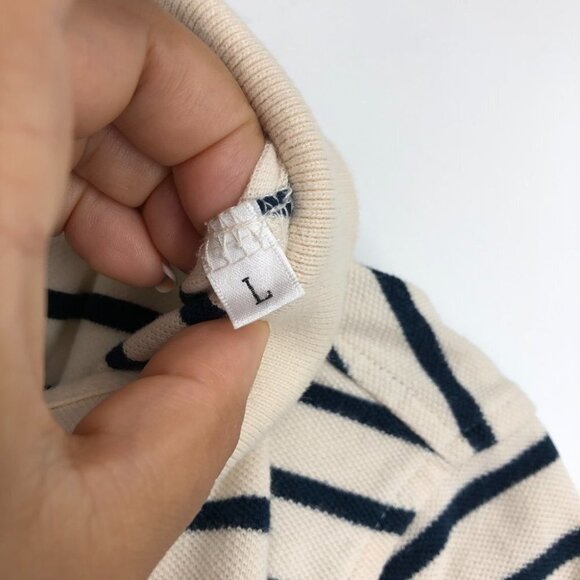 J.Crew Men's Black & off white (cream) Deck-striped polo size L - Picture 5 of 16